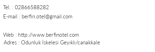 Berfin Hotel telefon numaralar, faks, e-mail, posta adresi ve iletiim bilgileri